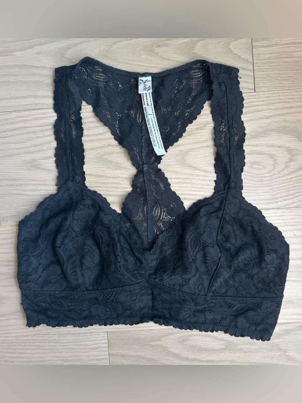 Free People Black Lace Racerback Bralette Size Medium